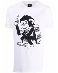 T-shirt à col rond imprimé blanc et noir PS Paul Smith