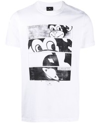 T-shirt à col rond imprimé blanc et noir PS Paul Smith