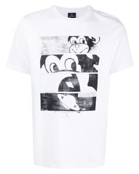 T-shirt à col rond imprimé blanc et noir PS Paul Smith