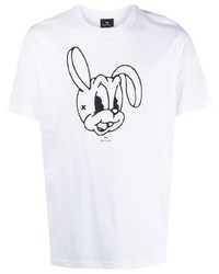 T-shirt à col rond imprimé blanc et noir PS Paul Smith