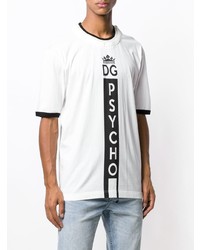 T-shirt à col rond imprimé blanc et noir Dolce & Gabbana