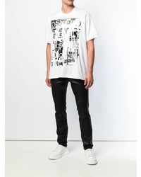 T-shirt à col rond imprimé blanc et noir DSQUARED2