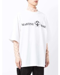 T-shirt à col rond imprimé blanc et noir Martine Rose