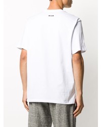 T-shirt à col rond imprimé blanc et noir MSGM