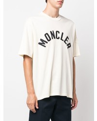 T-shirt à col rond imprimé blanc et noir MONCLE