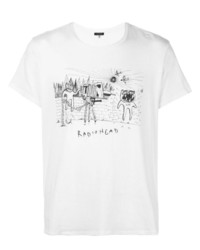 T-shirt à col rond imprimé blanc et noir R13