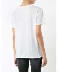 T-shirt à col rond imprimé blanc et noir R 13