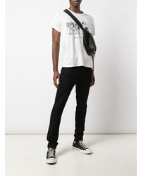 T-shirt à col rond imprimé blanc et noir R13