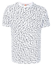 T-shirt à col rond imprimé blanc et noir Raeburn