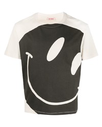 T-shirt à col rond imprimé blanc et noir Raf Simons