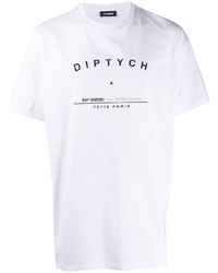 T-shirt à col rond imprimé blanc et noir Raf Simons