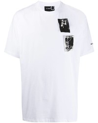 T-shirt à col rond imprimé blanc et noir Raf Simons X Fred Perry