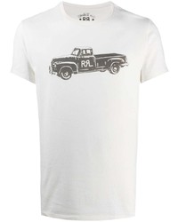 T-shirt à col rond imprimé blanc et noir Ralph Lauren RRL
