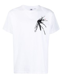 T-shirt à col rond imprimé blanc et noir Random Identities