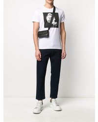 T-shirt à col rond imprimé blanc et noir Alexander McQueen