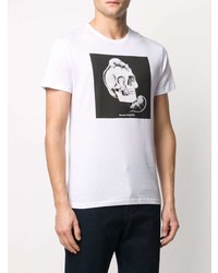 T-shirt à col rond imprimé blanc et noir Alexander McQueen