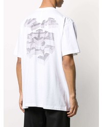 T-shirt à col rond imprimé blanc et noir Off-White