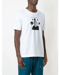 T-shirt à col rond imprimé blanc et noir Àlg