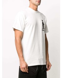 T-shirt à col rond imprimé blanc et noir Stussy