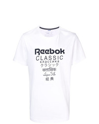 T-shirt à col rond imprimé blanc et noir Reebok