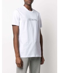 T-shirt à col rond imprimé blanc et noir Iceberg