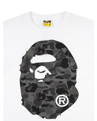 T-shirt à col rond imprimé blanc et noir A Bathing Ape