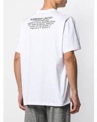 T-shirt à col rond imprimé blanc et noir Burberry