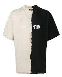 T-shirt à col rond imprimé blanc et noir Represent