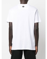 T-shirt à col rond imprimé blanc et noir Philipp Plein