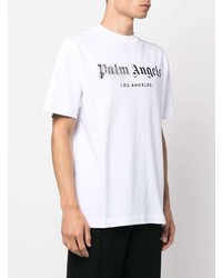 T-shirt à col rond imprimé blanc et noir Palm Angels