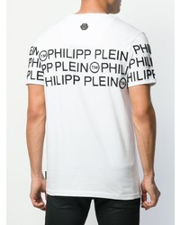 T-shirt à col rond imprimé blanc et noir Philipp Plein