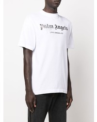 T-shirt à col rond imprimé blanc et noir Palm Angels