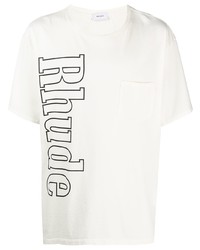 T-shirt à col rond imprimé blanc et noir Rhude