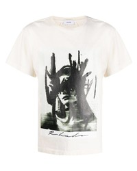 T-shirt à col rond imprimé blanc et noir Rhude