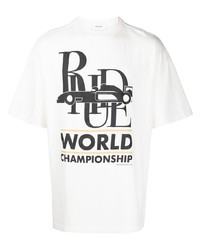 T-shirt à col rond imprimé blanc et noir Rhude