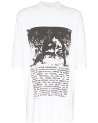 T-shirt à col rond imprimé blanc et noir Rick Owens DRKSHDW