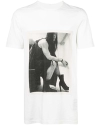 T-shirt à col rond imprimé blanc et noir Rick Owens DRKSHDW