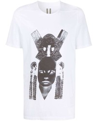 T-shirt à col rond imprimé blanc et noir Rick Owens DRKSHDW
