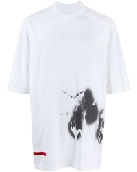 T-shirt à col rond imprimé blanc et noir Rick Owens DRKSHDW