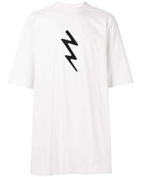 T-shirt à col rond imprimé blanc et noir Rick Owens