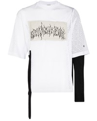 T-shirt à col rond imprimé blanc et noir Rick Owens