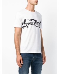 T-shirt à col rond imprimé blanc et noir Emporio Armani