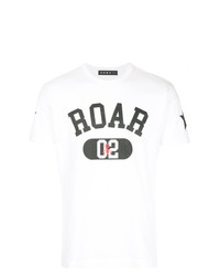 T-shirt à col rond imprimé blanc et noir Roar