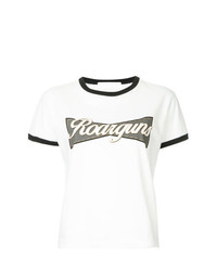 T-shirt à col rond imprimé blanc et noir Roarguns