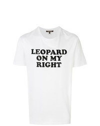 T-shirt à col rond imprimé blanc et noir Roberto Cavalli