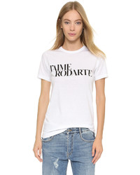 T-shirt à col rond imprimé blanc et noir Rodarte