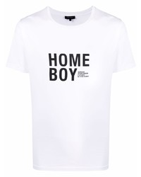 T-shirt à col rond imprimé blanc et noir Ron Dorff