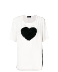 T-shirt à col rond imprimé blanc et noir Rossella Jardini