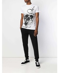 T-shirt à col rond imprimé blanc et noir Philipp Plein