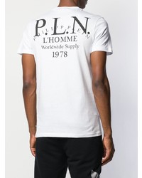 T-shirt à col rond imprimé blanc et noir Philipp Plein